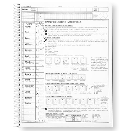 Large Print Baseball & Softball Scorebook - Spiral Bound, 35 Games