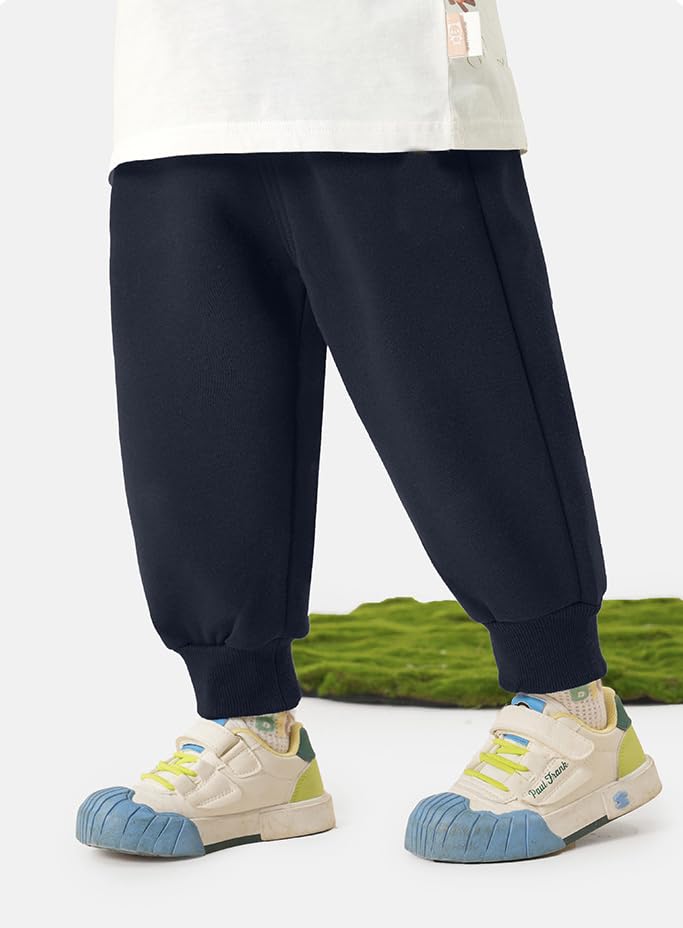 AMIYAN Toddler Sweatpants Boys Cotton Pants with Pockets & Drawstring - 4T, Black
