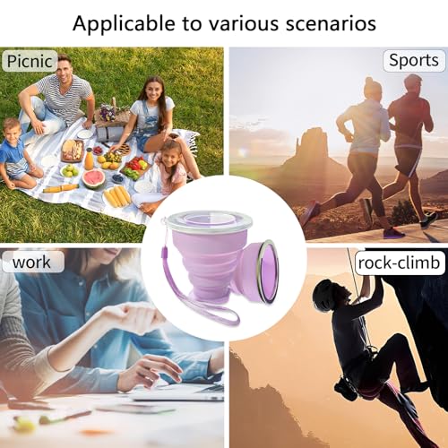 Collapsible Silicone Travel Cup - Light Purple, Expandable & Reusable