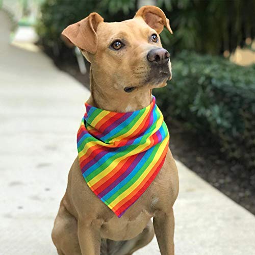 Rainbow Bandanas for Dogs - 2 Pack Cotton Handkerchiefs