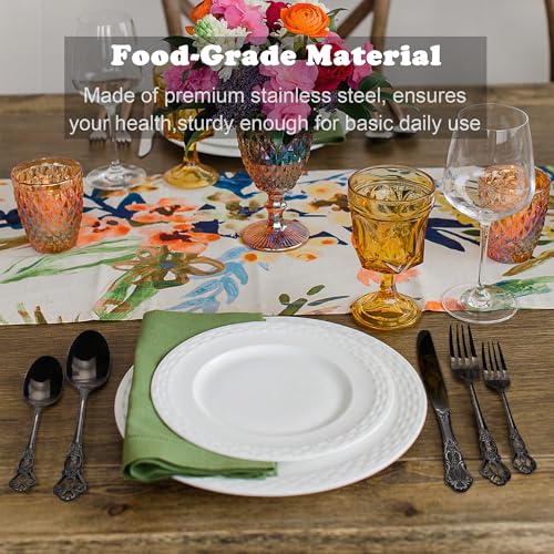 Runfly Retro Black Stainless Steel Flatware Set for 4 - 20 Pieces