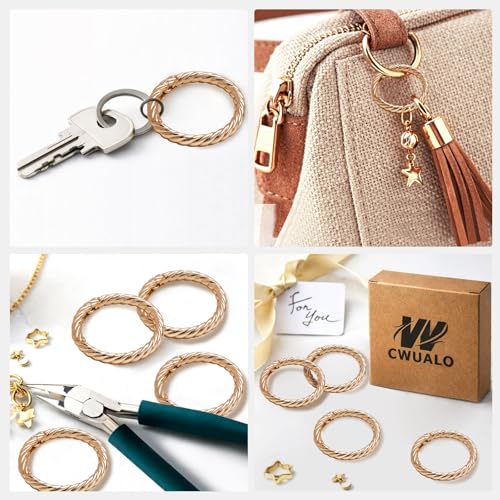 1-Inch Twisted O Ring Keychain Clips - 4 Pack Light Gold