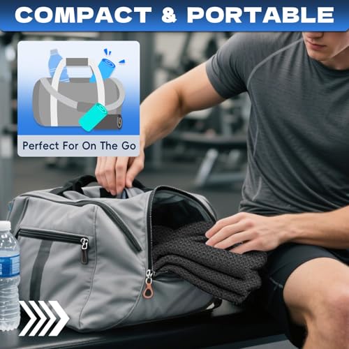 Microfiber Gym Towel - Quick Dry, Lightweight, 27x55 inches - Black