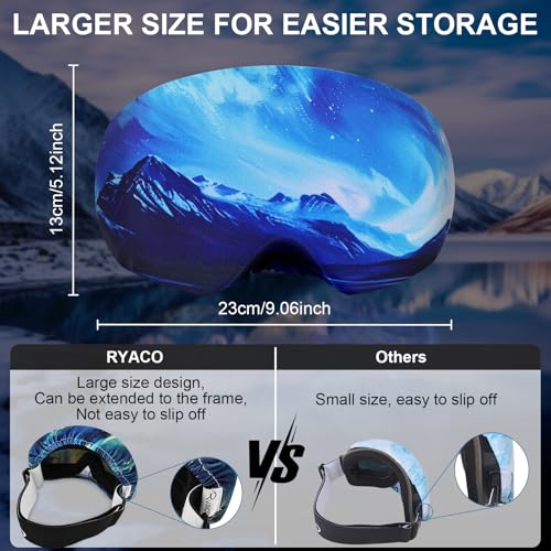 Ski Goggle Cover Sleeve - Microfiber Protective Lens Storage, Aurora - Large