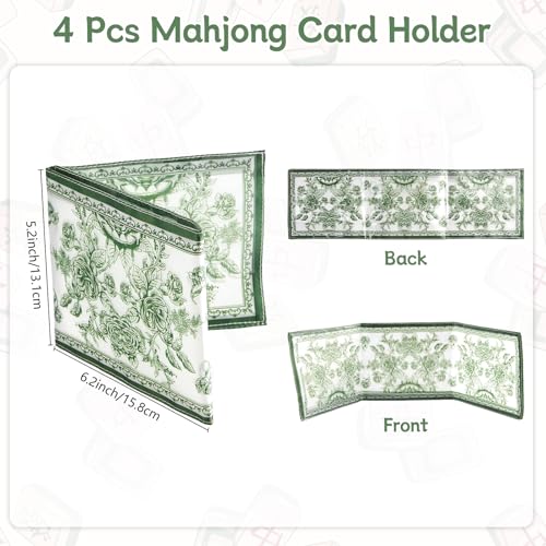 Chinoiserie Mahjong Card Holders - Green 4-Pack Sleeve Set