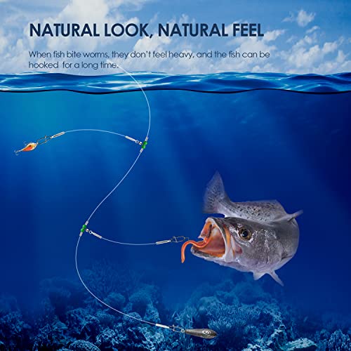 Fishing Leader Rigs - 6 Pcs Nylon-Coated Lines with Swivels & Snap Beads, 2 Arm, Green