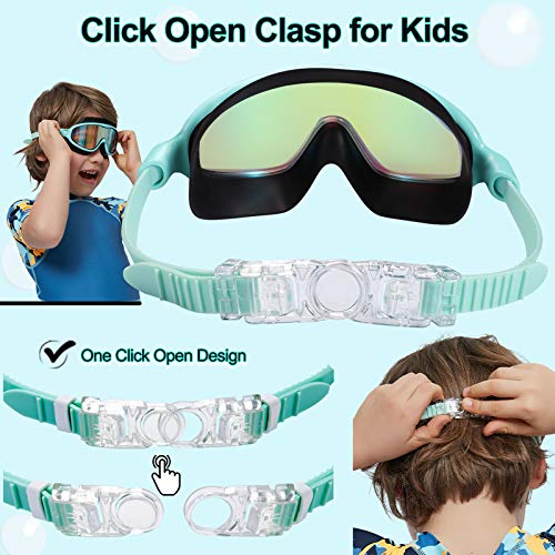 Kids Swim Goggles 2 Pack - Anti-Fog UV Protection, 180° View