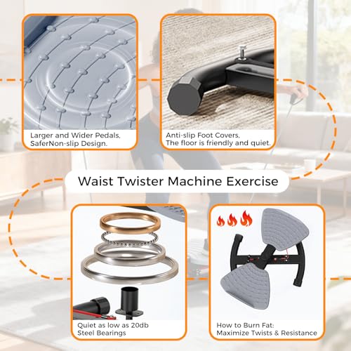 Ab Twister Board - 350 lbs Capacity, Ultra-Quiet Home Gym - Black