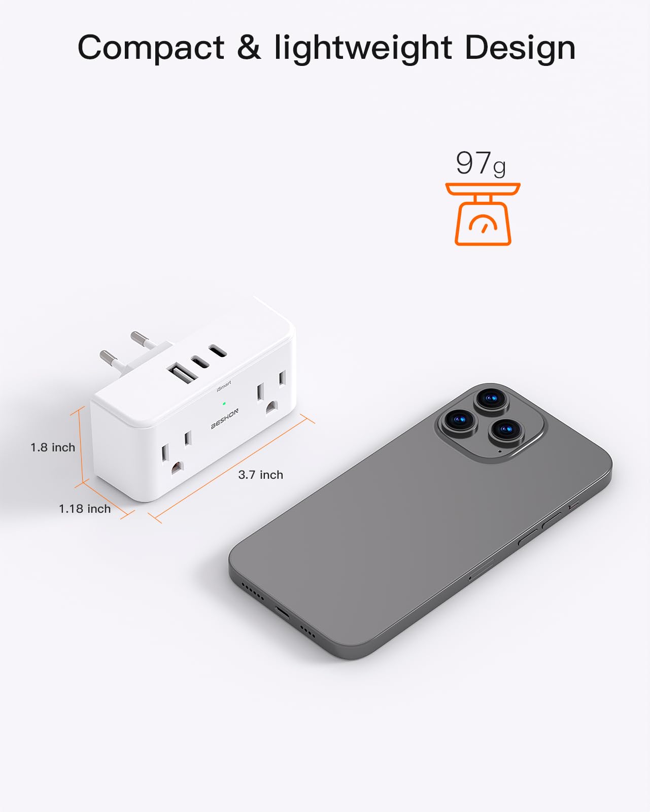 【2 Pack 】 7 in 1 European Travel Plug Adapter, Travel Essentials, International Travel Adapter with 4 Outlets 3 USB Ports(2 USB C), US to Europe Plug Adapter to Most Europe Spain Italy France
