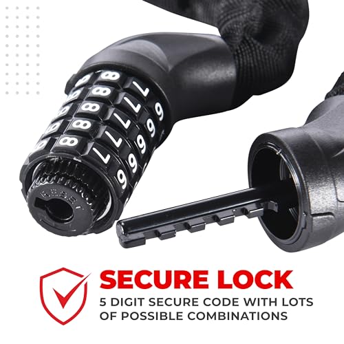 Heavy Duty Bike Lock – 5-Digit Combination Chain & Cable Lock, 35.4"