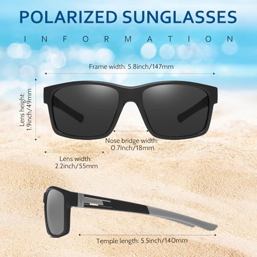 Polarised Sports Sunglasses for Men - UV400 Protection - Classic Black