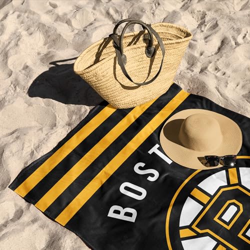 Boston Bruins Stripes Beach Towel - 30 x 60 Inch Cotton Blend