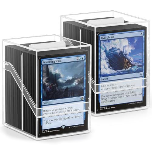 YSCare Black 2 Pack Card Deck Boxes with 200 Sleeves & Dividers for MTG & Trading Cards