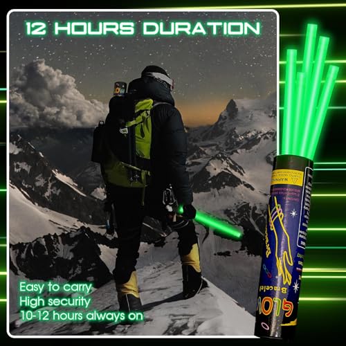 Green 14-Inch Jumbo Glow Sticks Pack of 5 for Parties & Outdoor Events