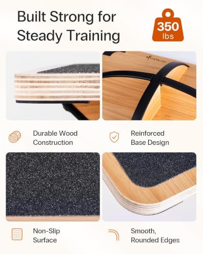 StrongTek Wooden Balance Board - Advanced 360° Wobble Version