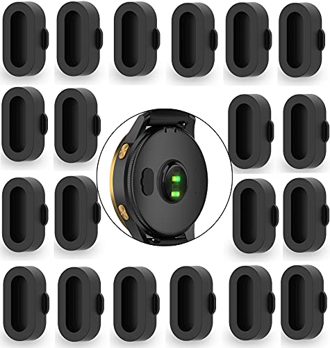 20 Pack Silicone Dust Plugs for Garmin Smartwatches - Black