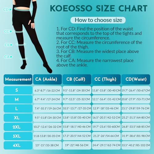 Koeosso X-Large Compression Leggings Medical Pantyhose Stockings for Women – Black