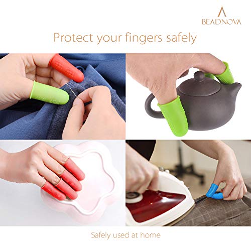 Silicone Finger Protectors - 6-Piece Set in 3 Sizes - Blue & Green