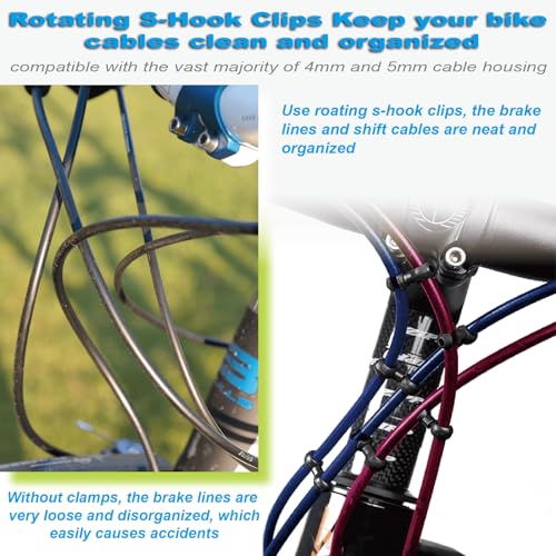 20pcs Bike Brake Cable Clips - S Style Rotating Hooks for MTB