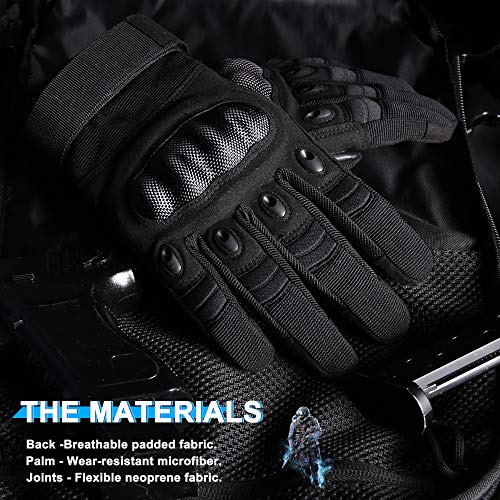 Tactical Gloves for Men & Women - Full Finger Black, Large