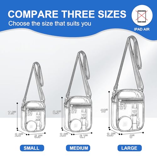 Clear Stadium Bag - Small Women's See-Through Crossbody Purse - Black