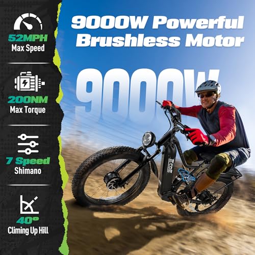 9000W Dual Motor Electric Bike - 52MPH Fat Tire E-Bike