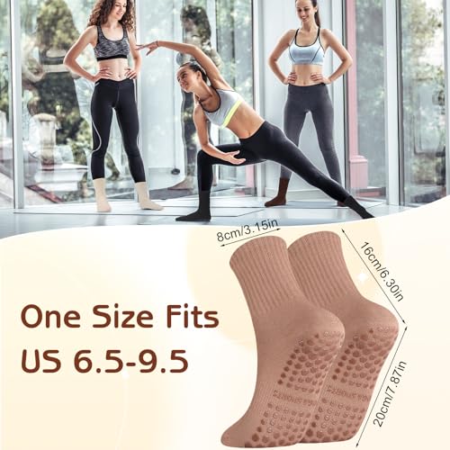 Non-Slip Pilates Socks with Grips for Women - 6 Pairs