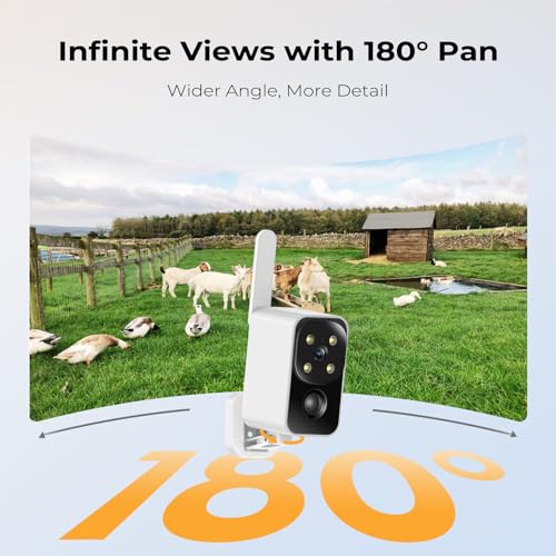 SEHMUA Cellular Security Camera, No WiFi Needed, 180¡Æ Auto Pan, Portable Outdoor&Indoor, Pre-Installed 4G LTE SIM Card, Solar Powered, PIR Motion Alerts, 2K Color Night Vision