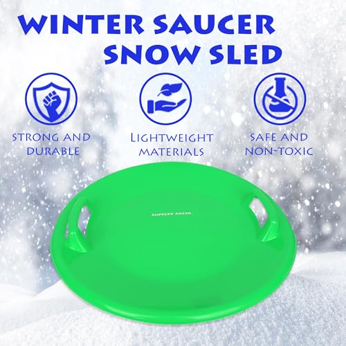 Heavy-Duty Cold Resistant Snow Sled with Handles - Green
