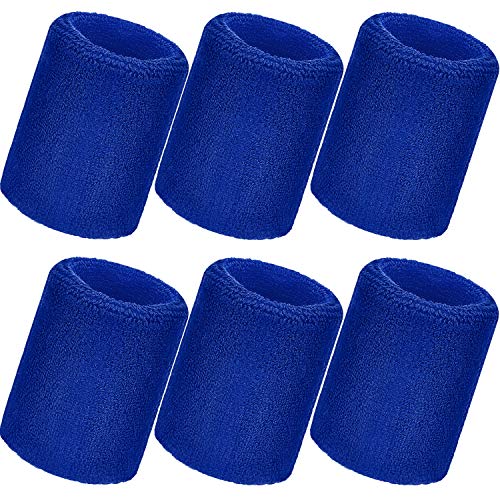 Neon Sweatbands - 12 Pcs Elastic Wristbands for Sports - Blue, 3.15 Inch