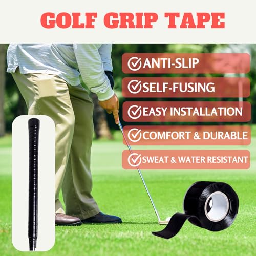 Autrends Black Golf Grip Wrapping Tape 59 Inch, Easy Replacing & Custom Fit