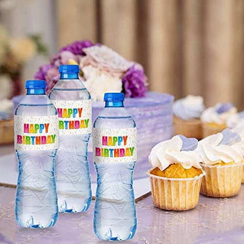 Happy Birthday Water Bottle Labels - 24 Pack Waterproof Party Stickers