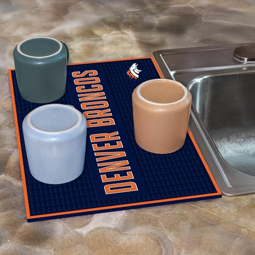 Denver Broncos NFL 12x18 PVC Heavy Duty Bar Mat - Home & Kitchen Decor