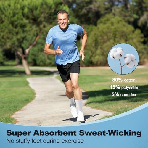 Striped Athletic Crew Socks - 6 Pairs, Size 9-12