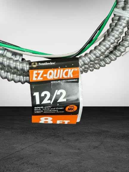 Southwire #56482114 8 ft, 12/2 Solid CU MC (Metal Clad) Armorlite Modular Assembly Quick Cable Whip