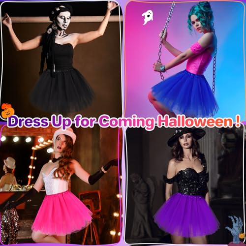 Hot Pink 5-Layer Tulle Women's Fluffy Skirt, 80s Adult Halloween Tutu, One Size
