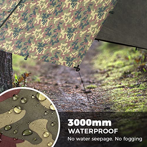 Bearhard Waterproof Camping Tarp 10x12ft Camo Rain Fly for Hiking & Backpacking