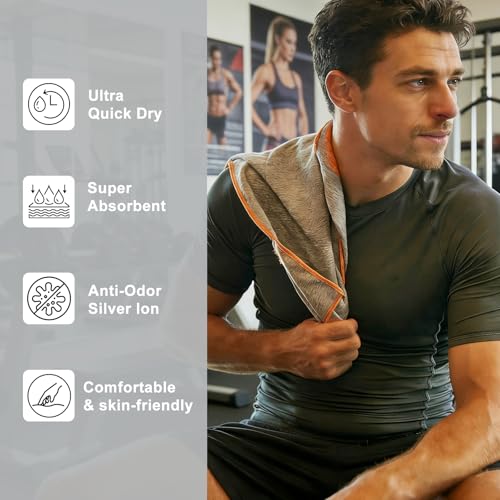 SAN QUIK Forest Color Microfiber Gym Towels 8 Pack Quick Dry Sweat Absorbing Sports Towels