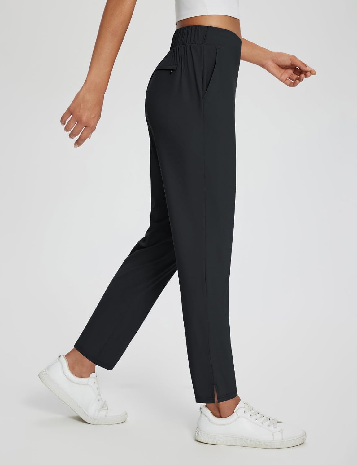 Baleaf Women's Stretch Travel Pants - Dressy Slacks with Zipper Pockets for Work & Golf | Comfortable Fit