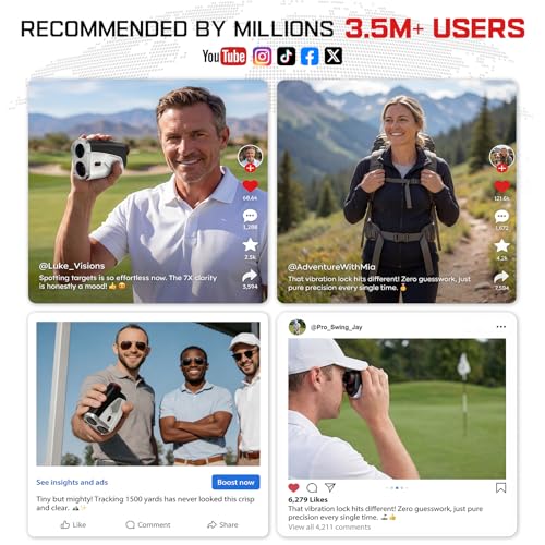 Golf Rangefinder with Slope, 1500 Yards, 7X Magnification