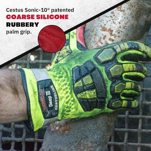 Cestus 3204, Firefighter Rescue Extrication Gloves, 608¡ÆF Heat Resistant Silicone Palm, Heavy Duty Impact Gloves for Men