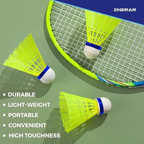 Nylon Badminton Shuttlecocks - 12 Pack Yellow for Indoor & Outdoor Sports
