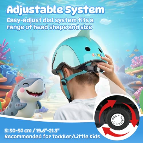 Anharluka Kids Dinosaur Shark Bike Helmet Set for Ages 2-5, S-216, Small 50-54cm