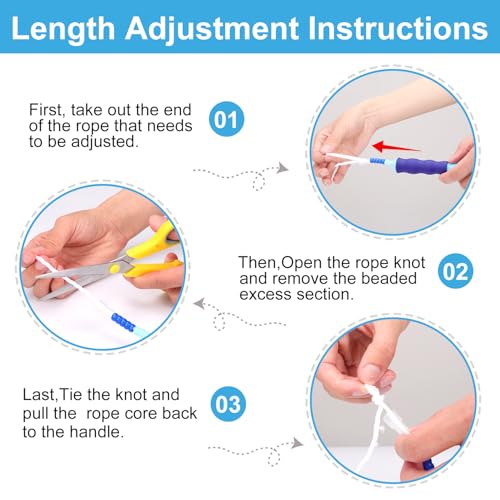 Adjustable Soft Beaded Jump Rope - 3 Pack for Kids & Adults