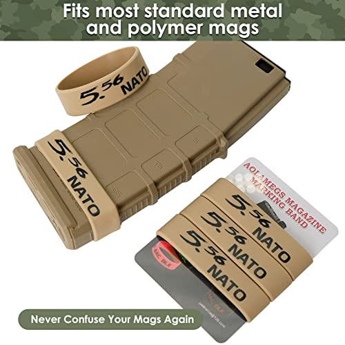 Durable Silicone Magazine Bands - 5.56 NATO, 300 Blackout, .223 Remington - 5 pcs - Khaki & Black