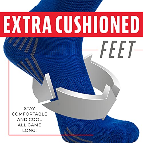 Youth Baseball & Softball Socks - Tall Sports Socks - Small Royal Blue