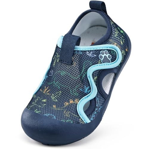 WateLves Toddler Dinosaur Water Shoes - Kids Quick Dry Barefoot Beach Sneakers, Non-Slip Aqua Shoes for Hiking & Swimming, 7 Toddler