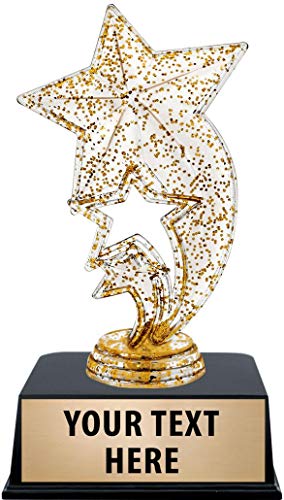 Crown Awards 6" Gold Glitter Rocket Star Trophy w/ Custom Engraving on Black Base – Rising Star Award