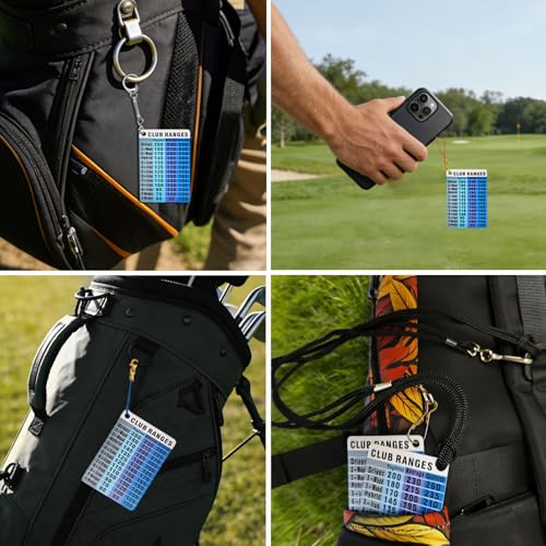 Golf Club Distance Chart Card - Waterproof Pocket Guide - Silver