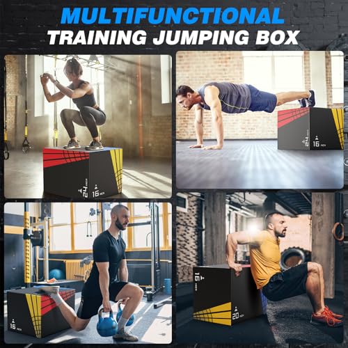 3-in-1 Foam Plyo Box for Home Gym - 440LB Capacity, Med(10LB) - 24x20x16in